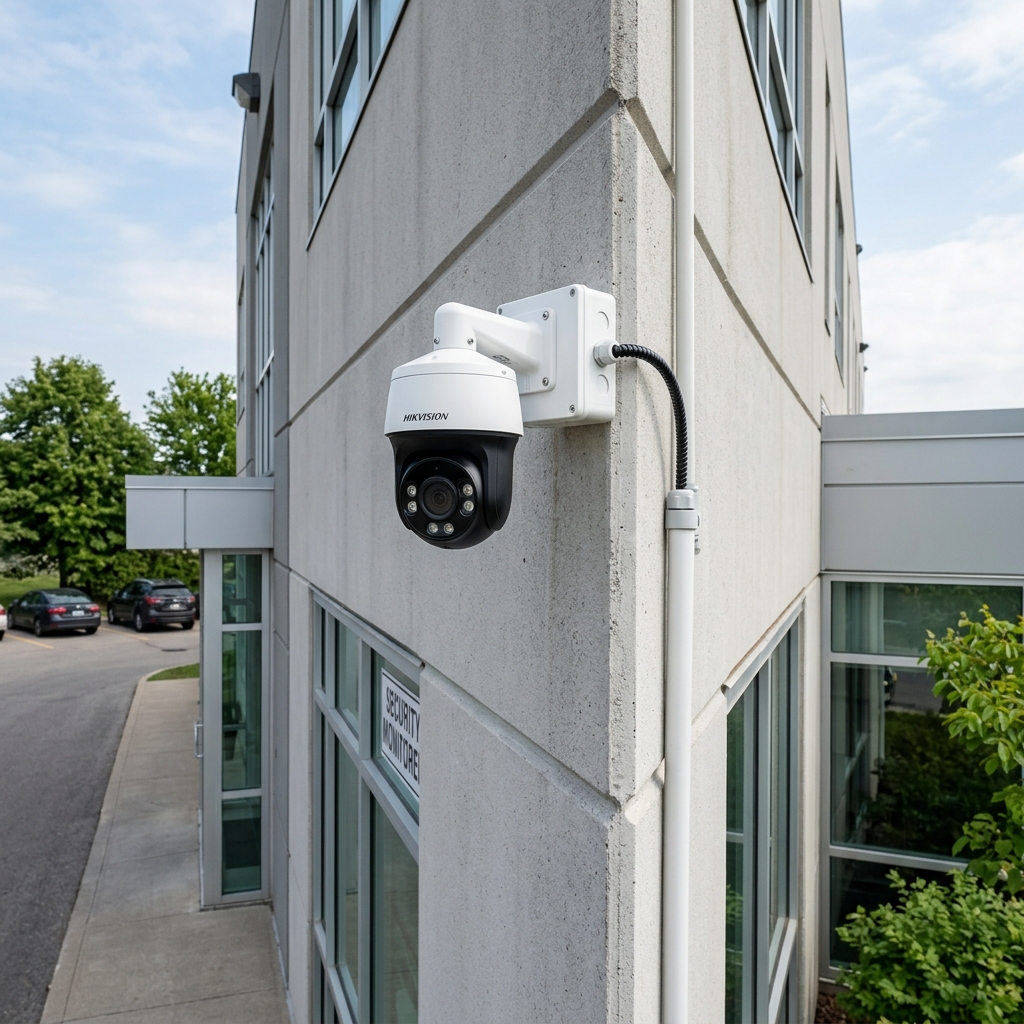 High definition IP security camera dome mounted on a wall